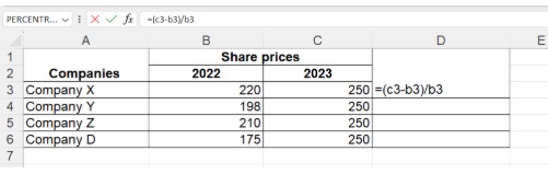 putting excel percentage formula